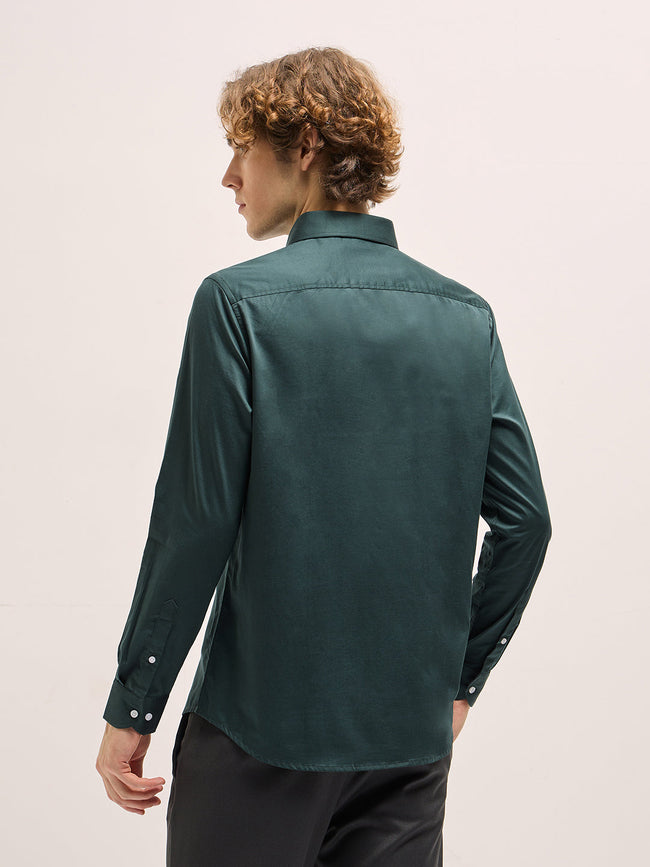 Men Classic Green Tailored Fit Solid Formal Shirt