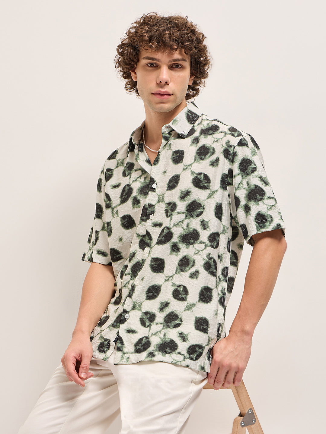 Men Cream Casual Shirt