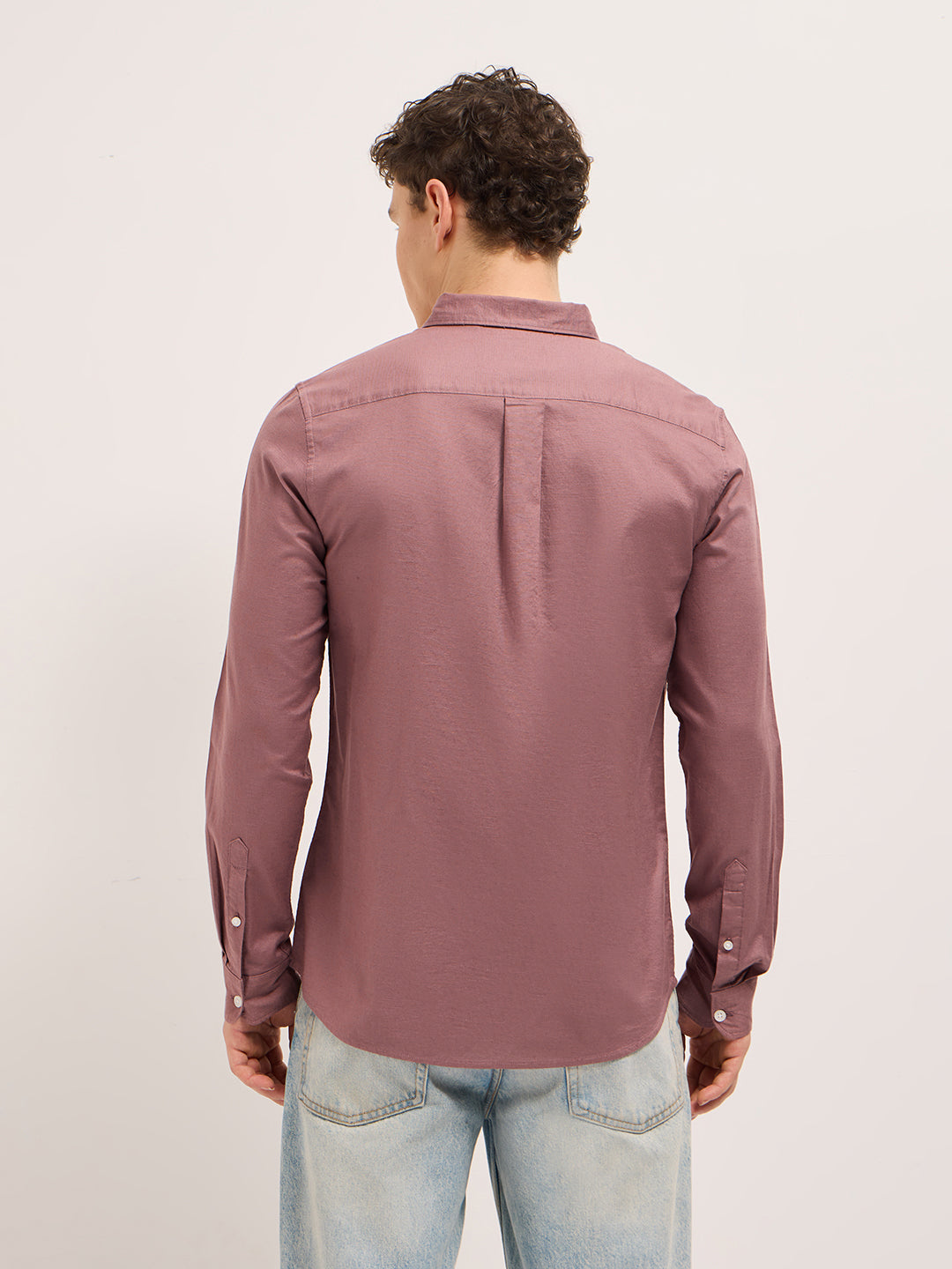 Men Pink Cotton Solid Slim Fit Casual Shirt