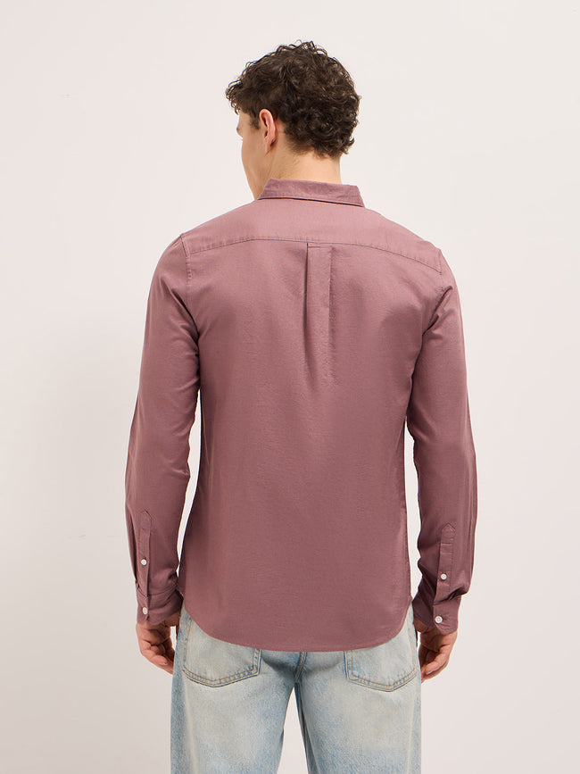 Men Pink Cotton Solid Slim Fit Casual Shirt