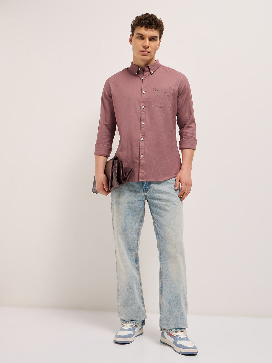 Men Pink Cotton Solid Slim Fit Casual Shirt