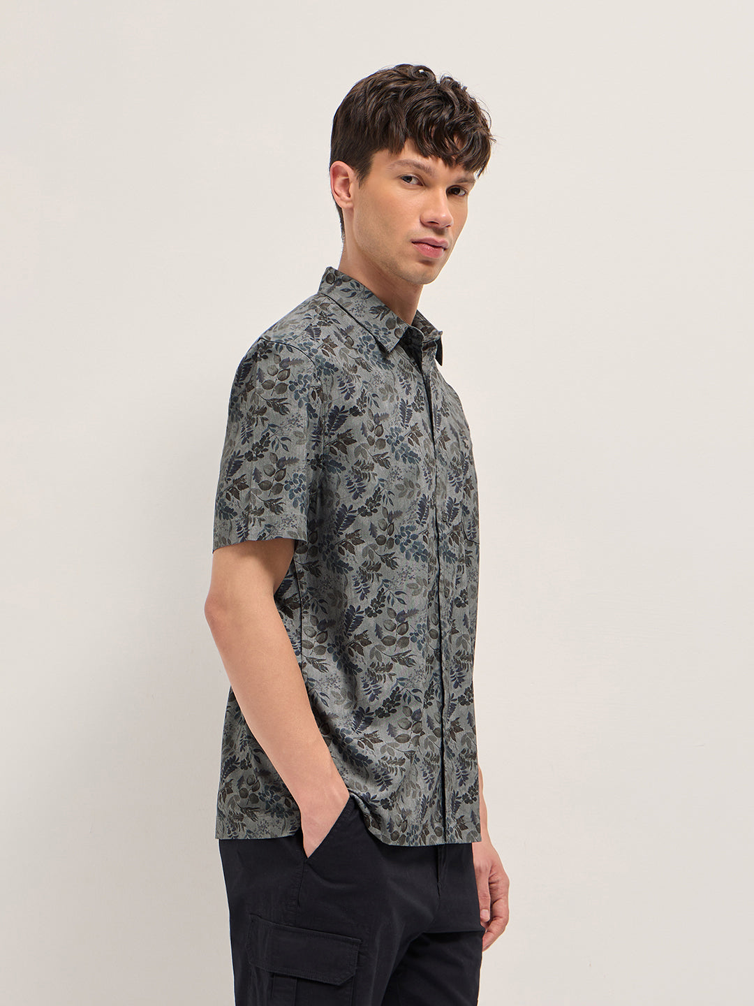 Men Grey Casual Shirt