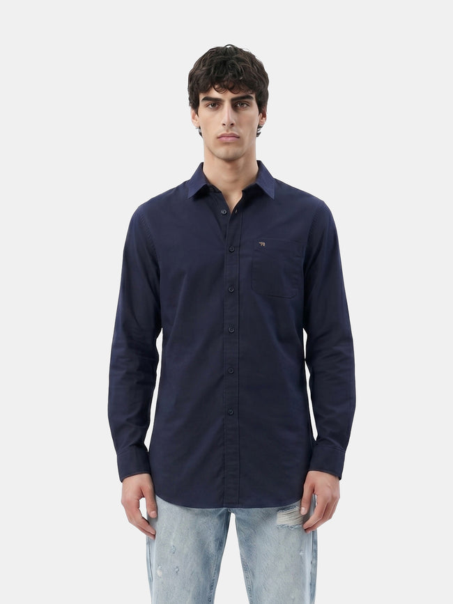 Men Blue Cotton Shirt