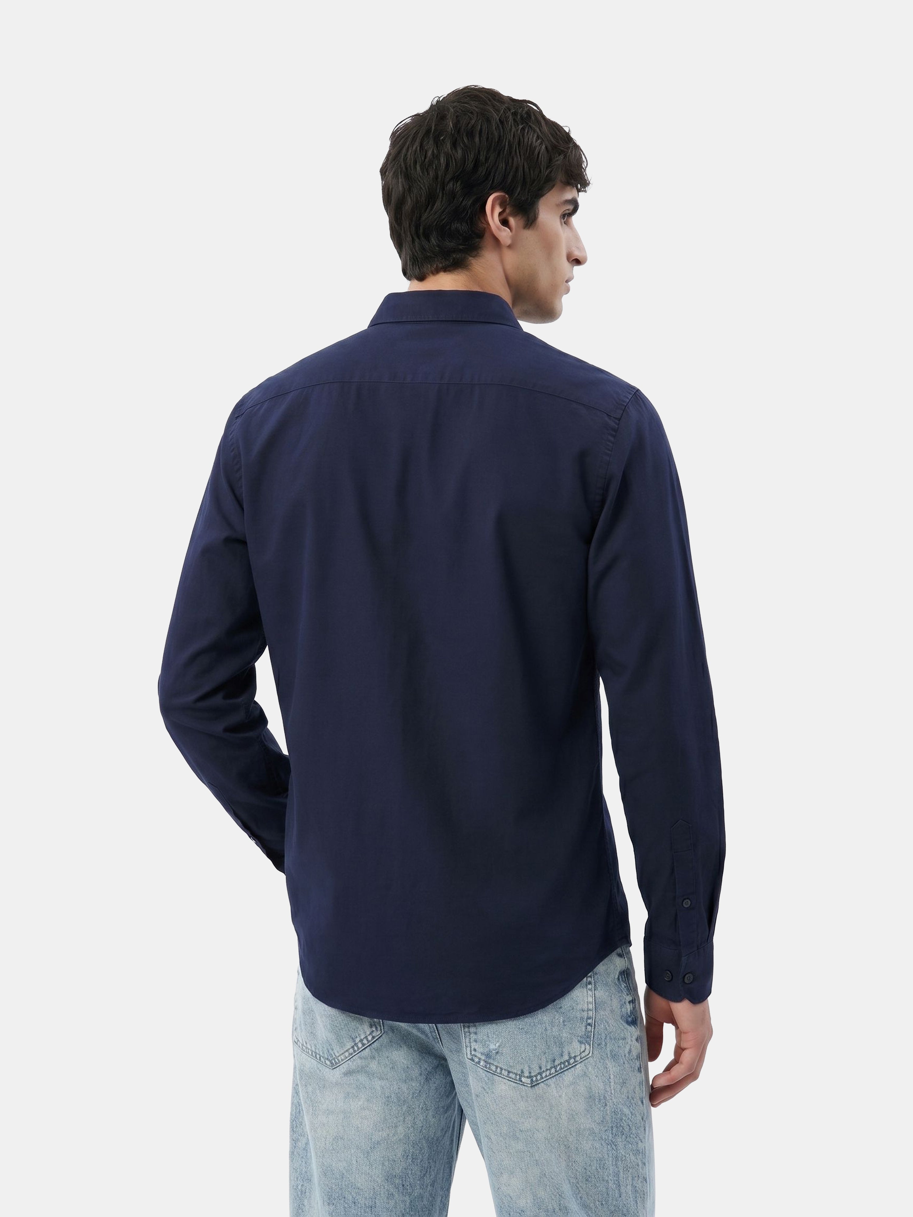 Men Blue Cotton Shirt