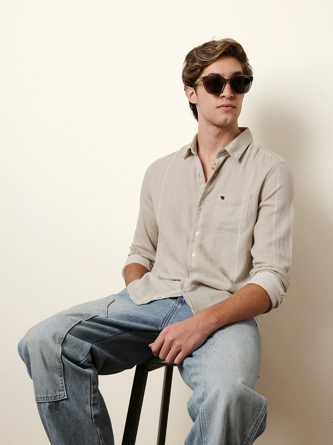 Men Striped Casual Full-Sleeve Shirt
