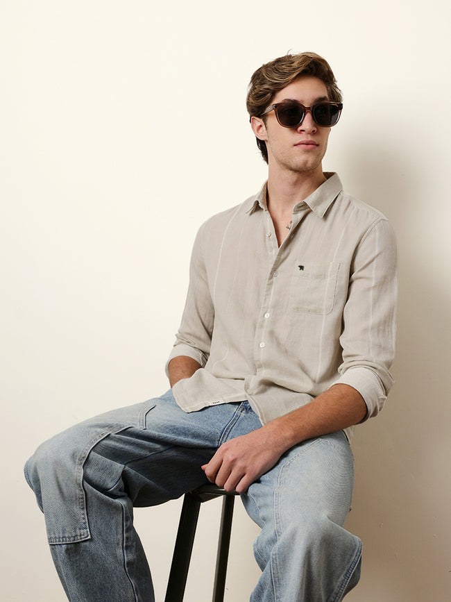 Men Striped Casual Full-Sleeve Shirt