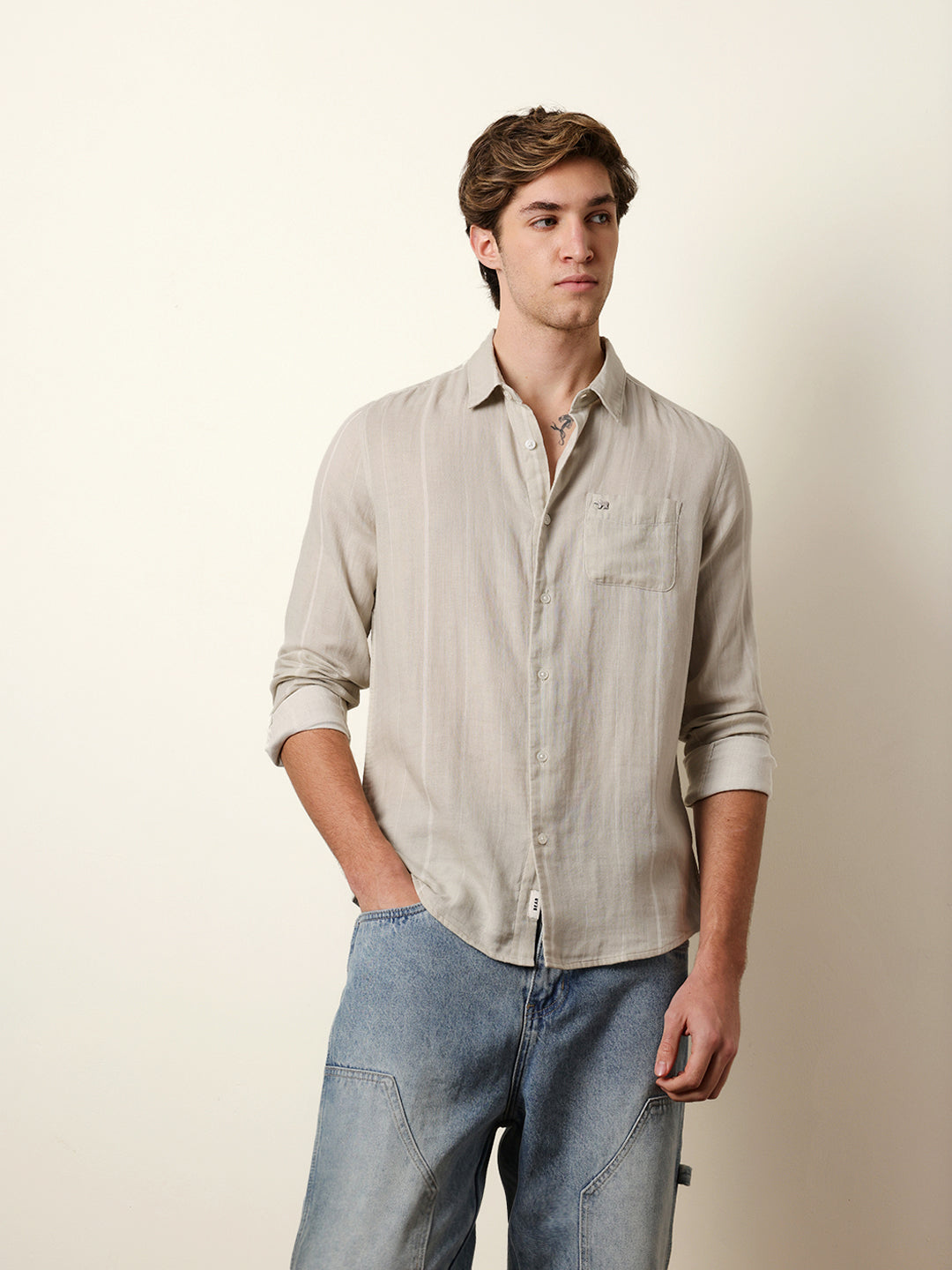 Men Striped Casual Full-Sleeve Shirt