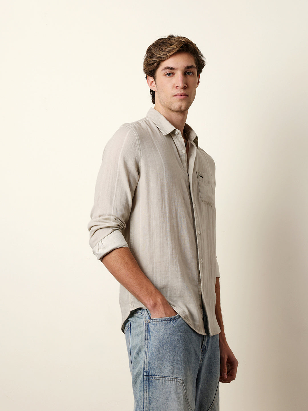 Men Striped Casual Full-Sleeve Shirt