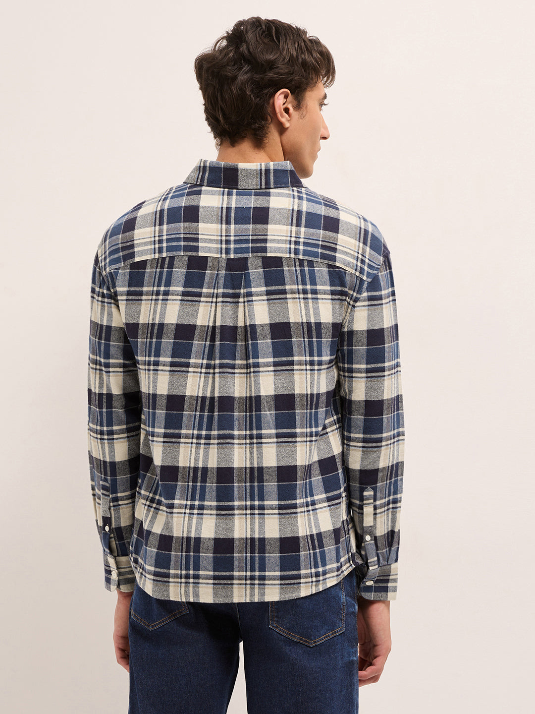 Men Cotton Checked Flannel Shirt