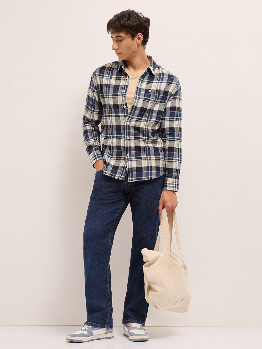 Men Cotton Checked Flannel Shirt