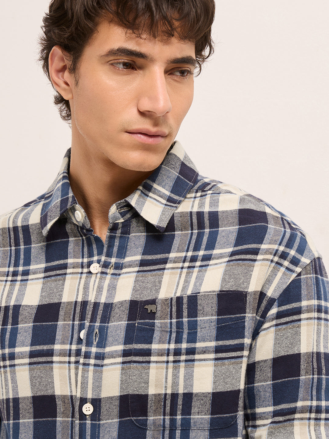 Men Cotton Checked Flannel Shirt