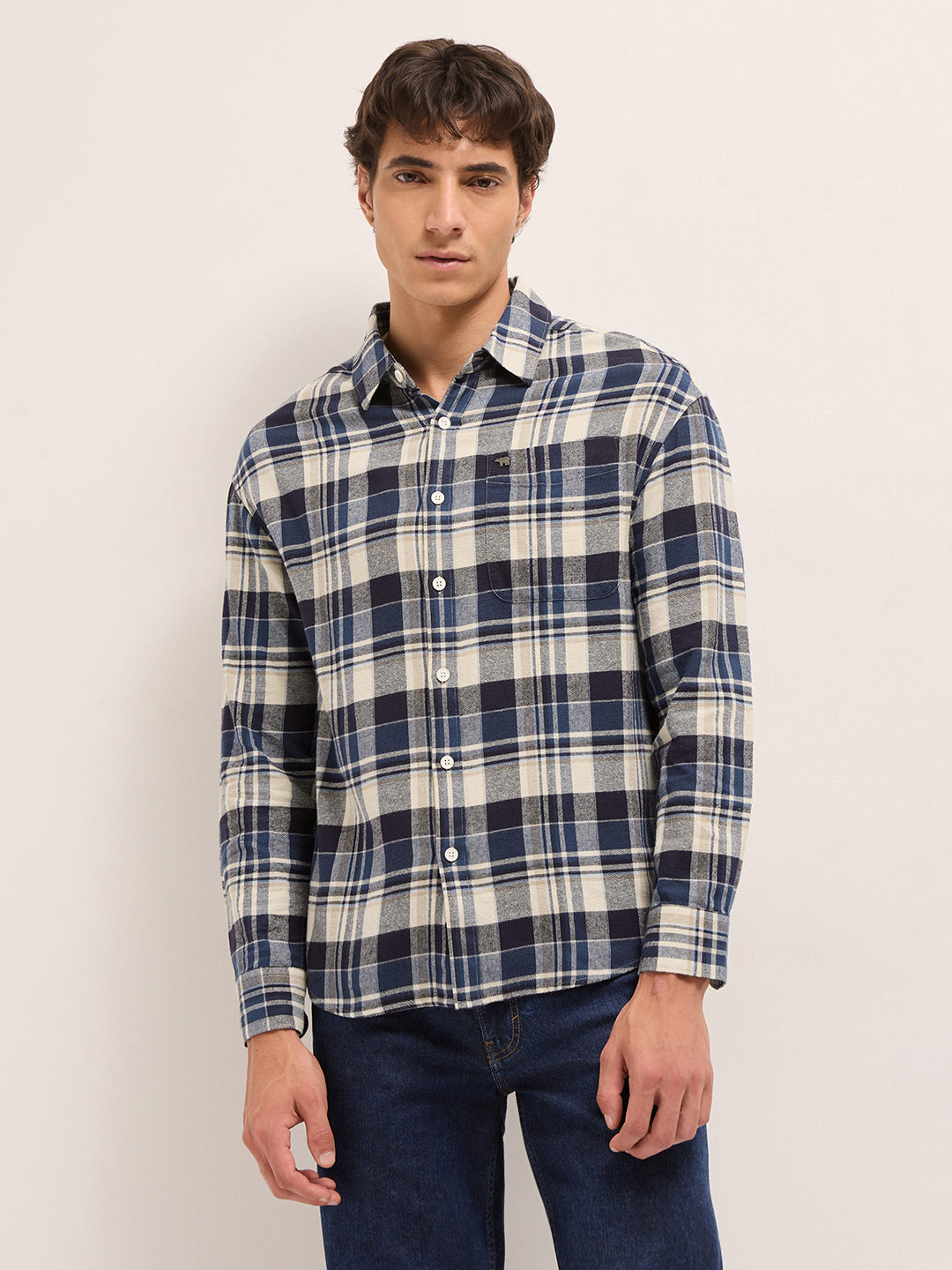 Men Cotton Checked Flannel Shirt
