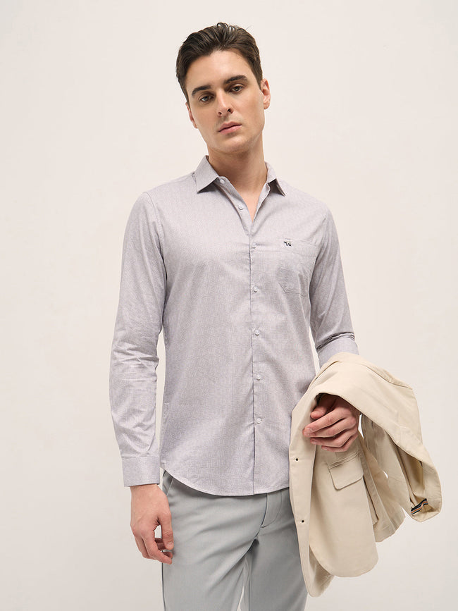 Men Light Purple Geometric Printed Tailored Fit Formal Shirt