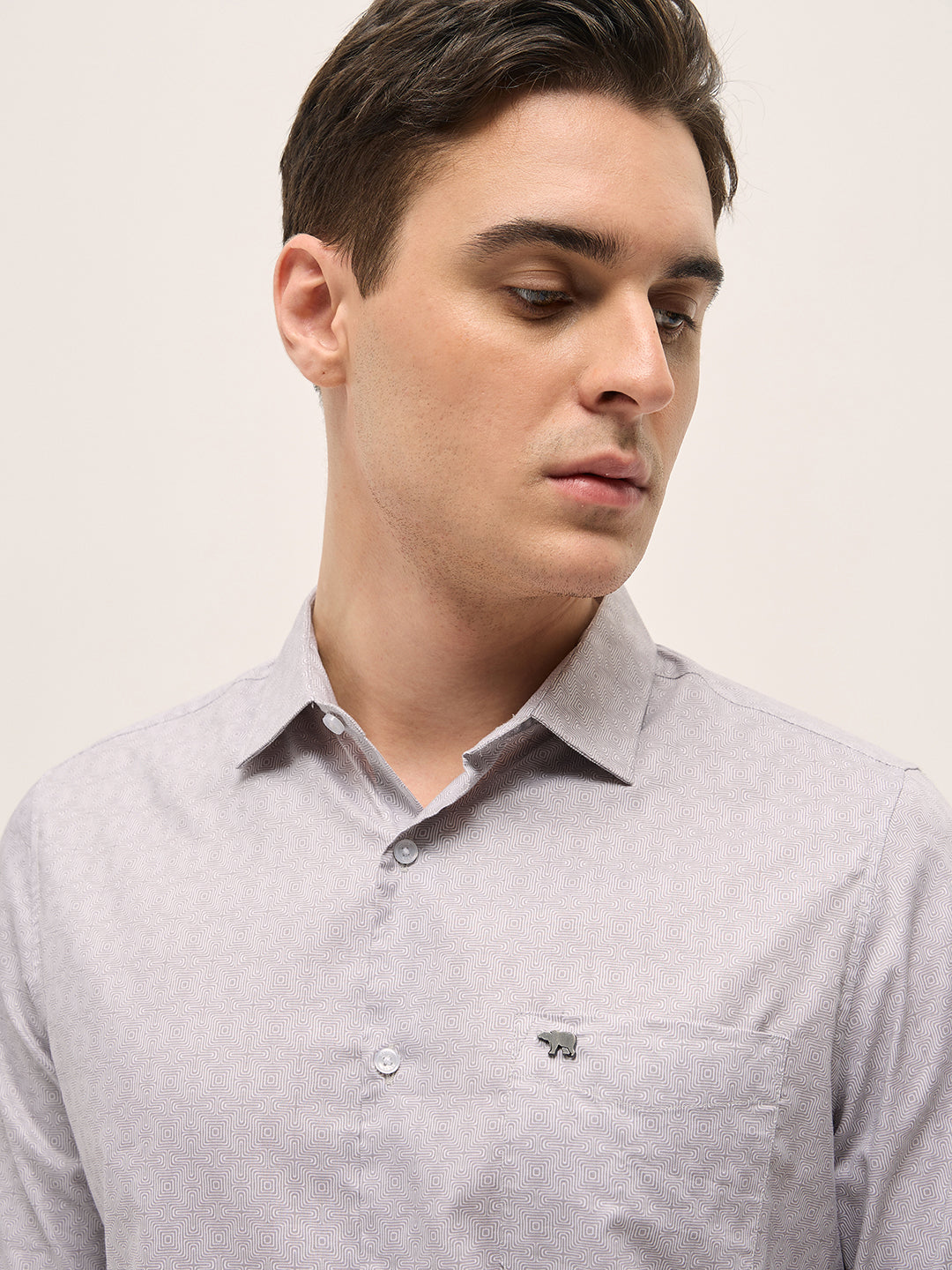 Men Light Purple Geometric Printed Tailored Fit Formal Shirt