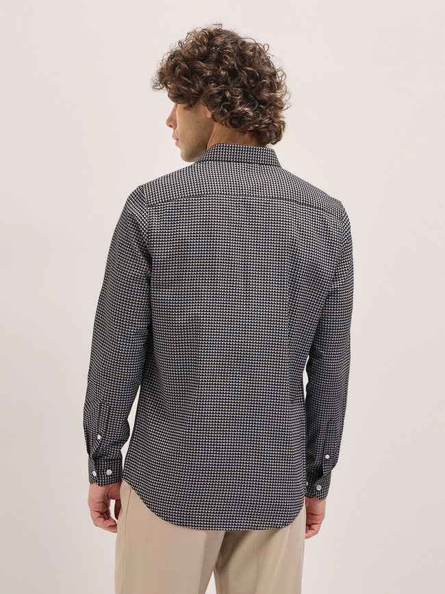 Men Black Geometric Printed Tailored Fit Formal Shirt