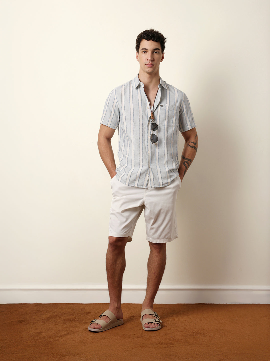 Men Striped Casual Half-Sleeve Shirt