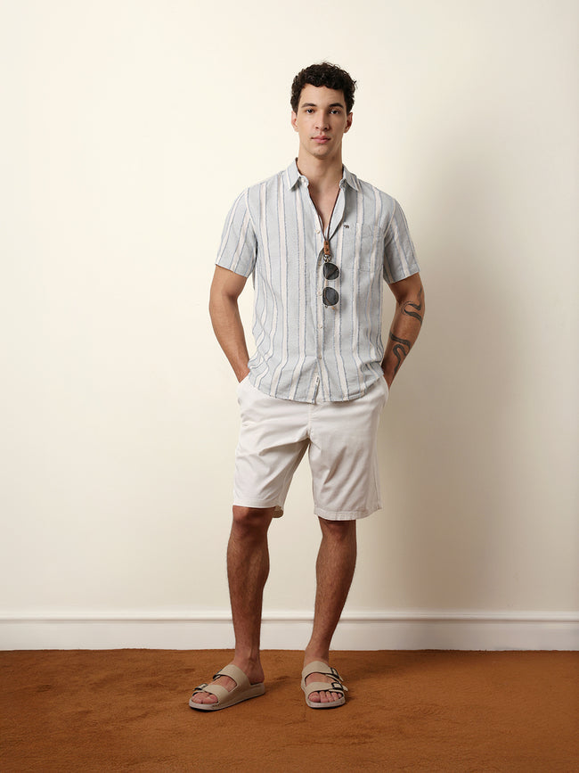 Men Striped Casual Half-Sleeve Shirt
