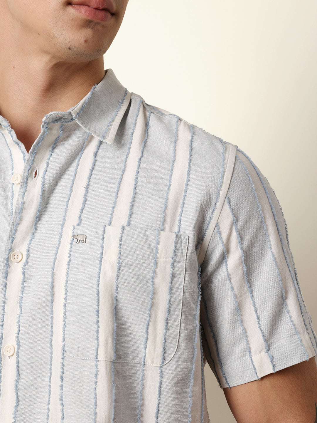 Men Striped Casual Half-Sleeve Shirt