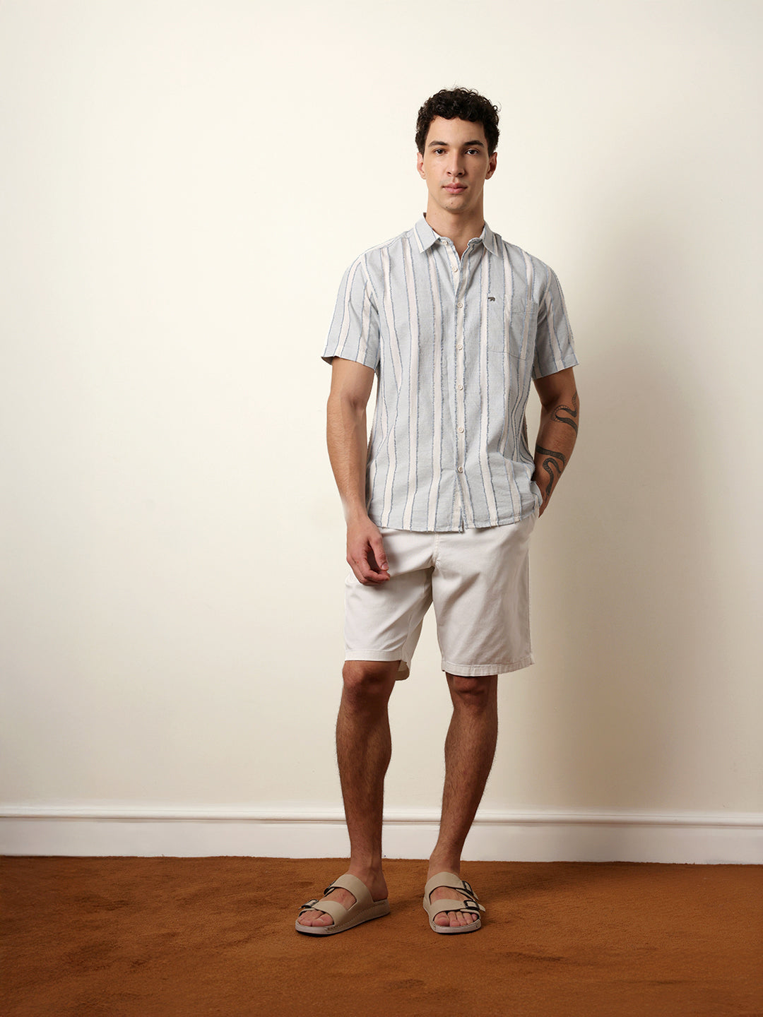 Men Striped Casual Half-Sleeve Shirt