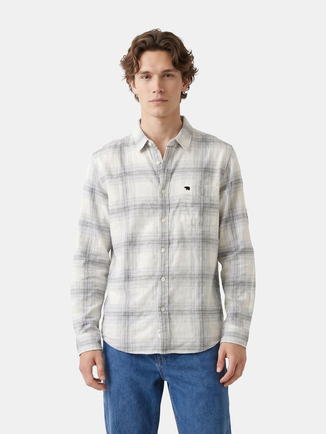 Men Off White Checked Shirt