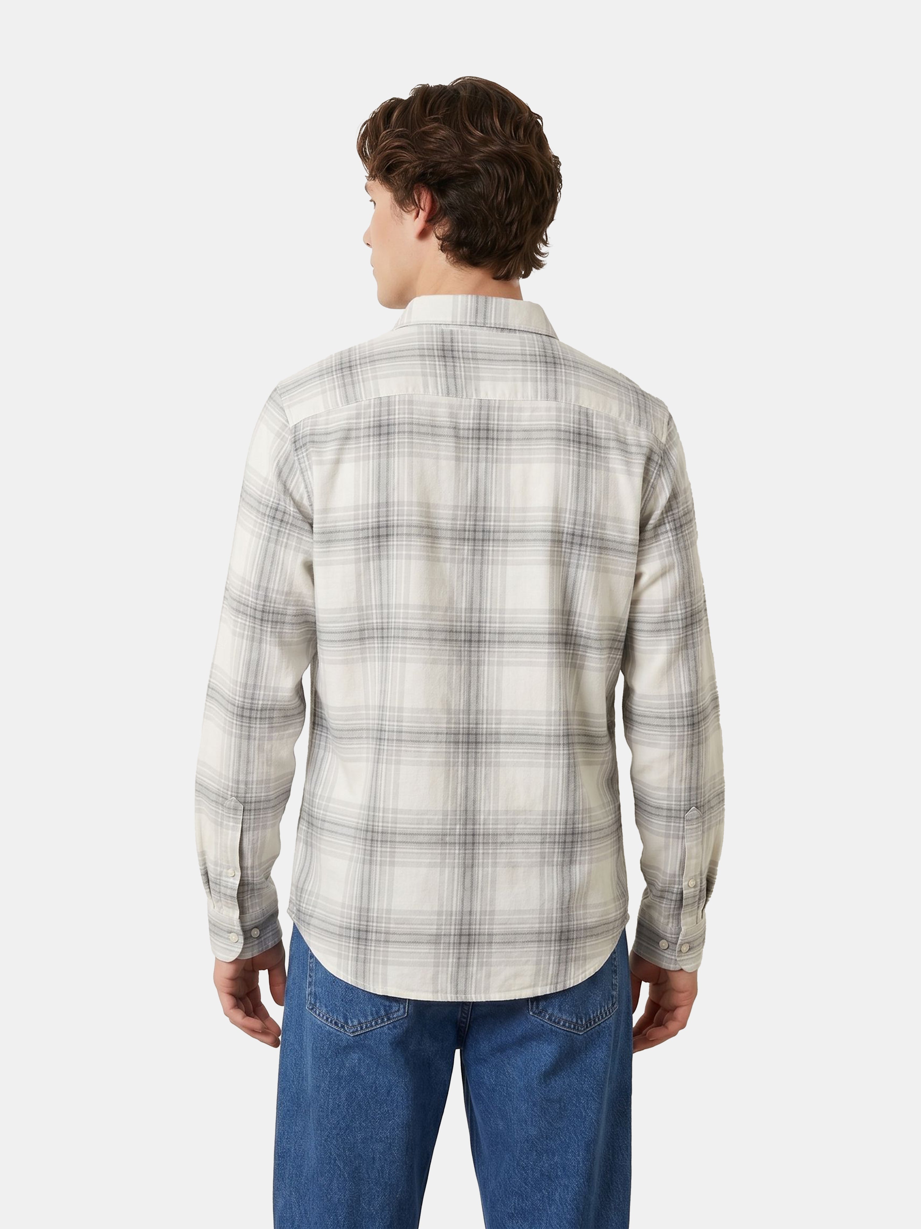 Men Off White Checked Shirt