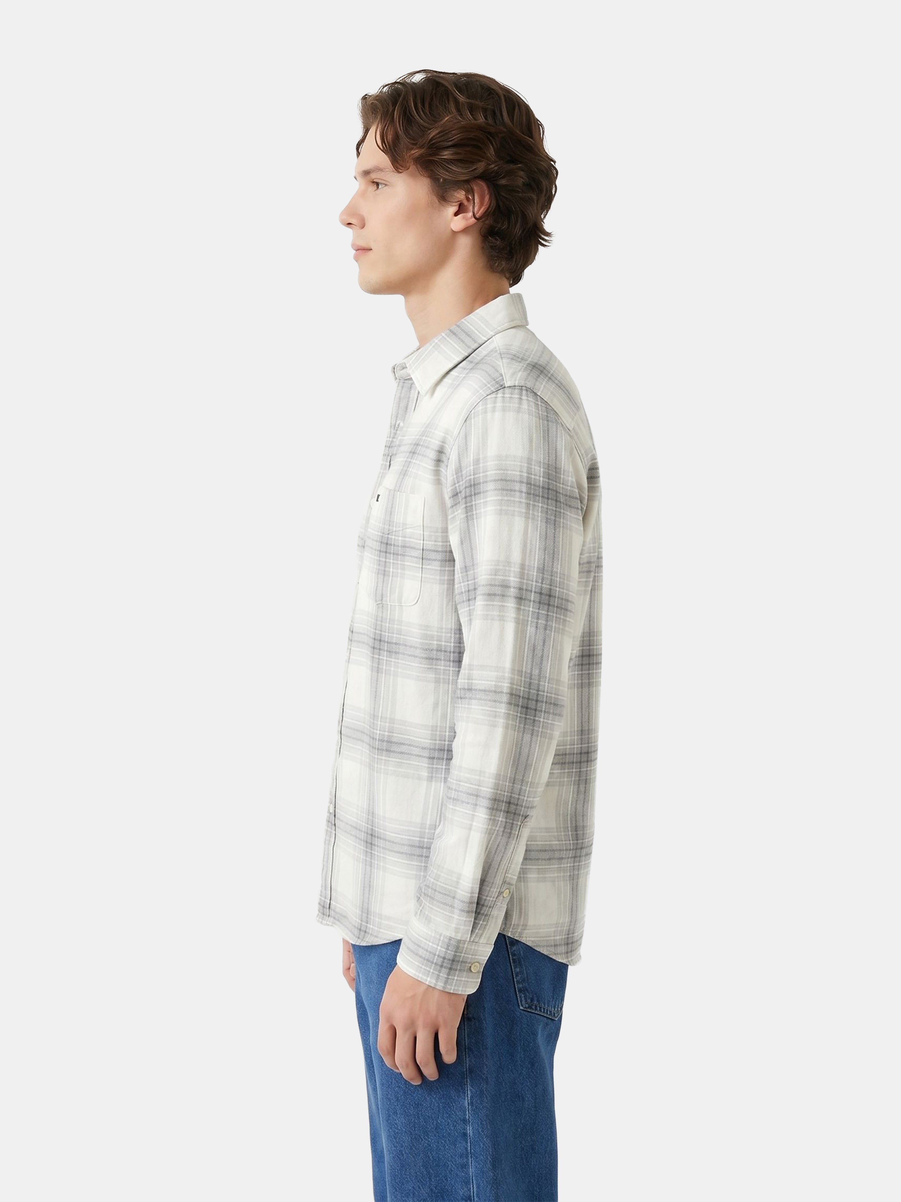 Men Off White Checked Shirt