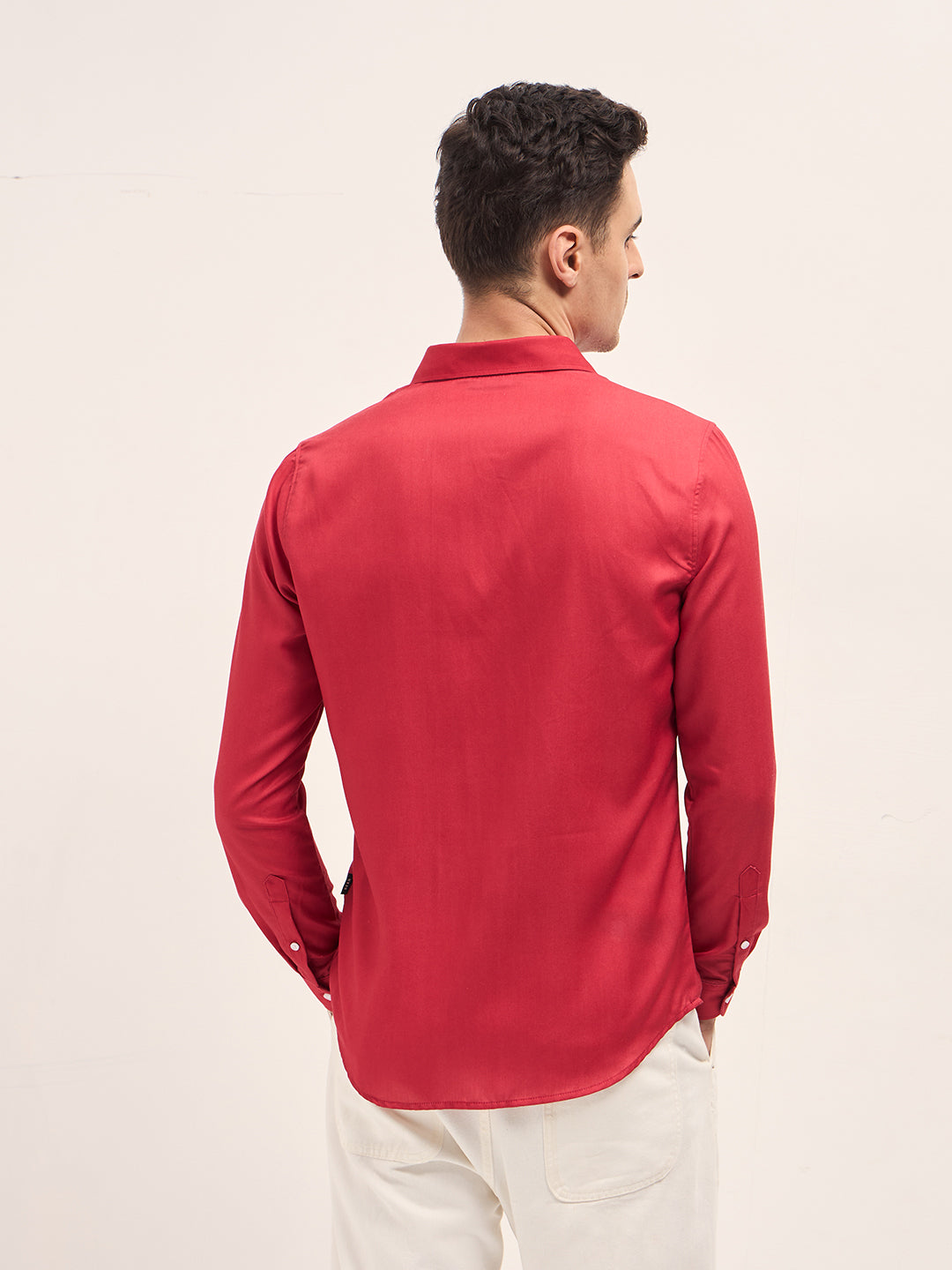 Men Red Tribal-inspired geometric Print Slim Fit Casual Shirt