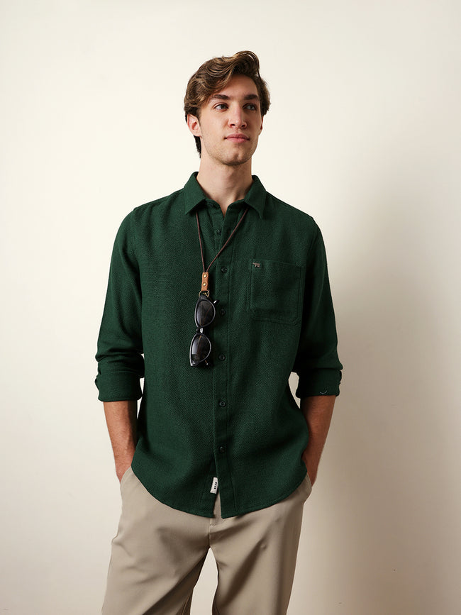 Men Solid Casual Full-Sleeve Shirt