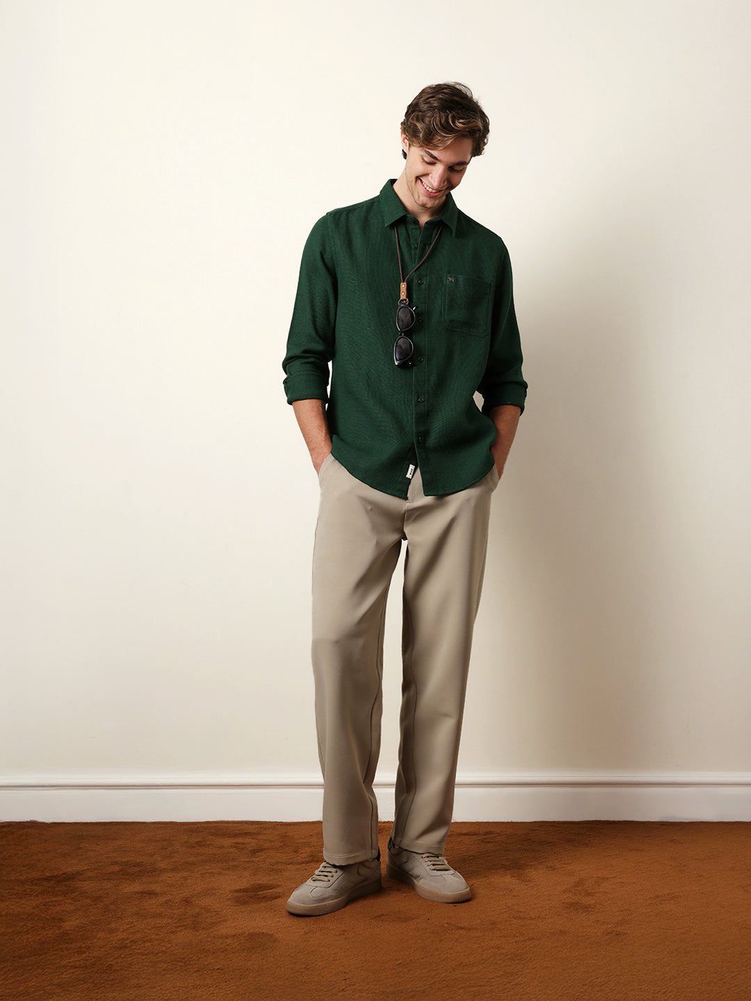 Men Solid Casual Full-Sleeve Shirt