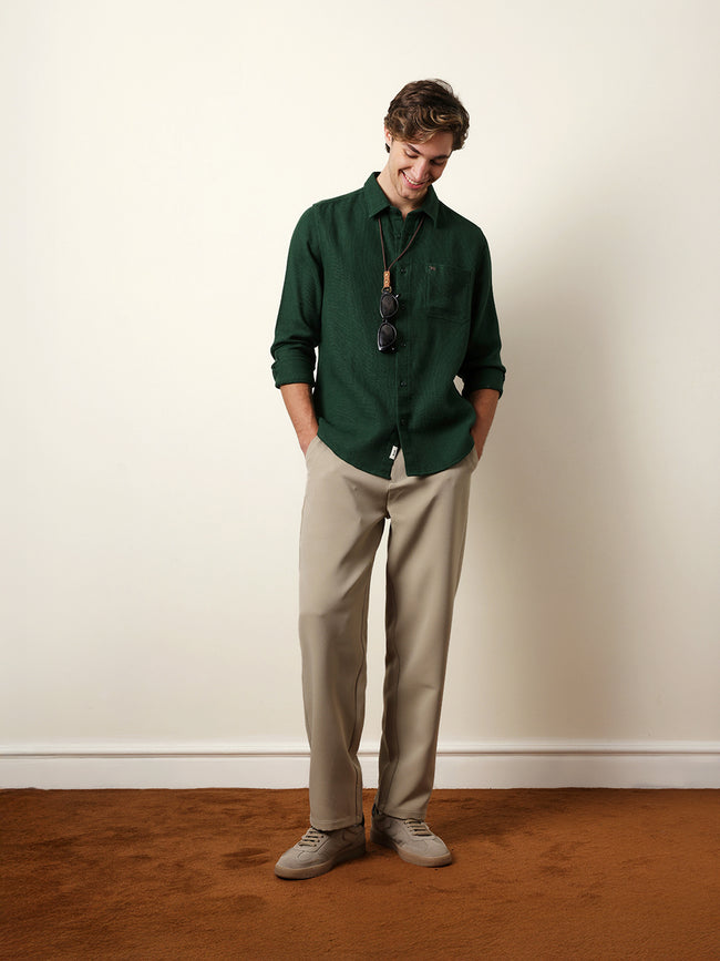 Men Solid Casual Full-Sleeve Shirt