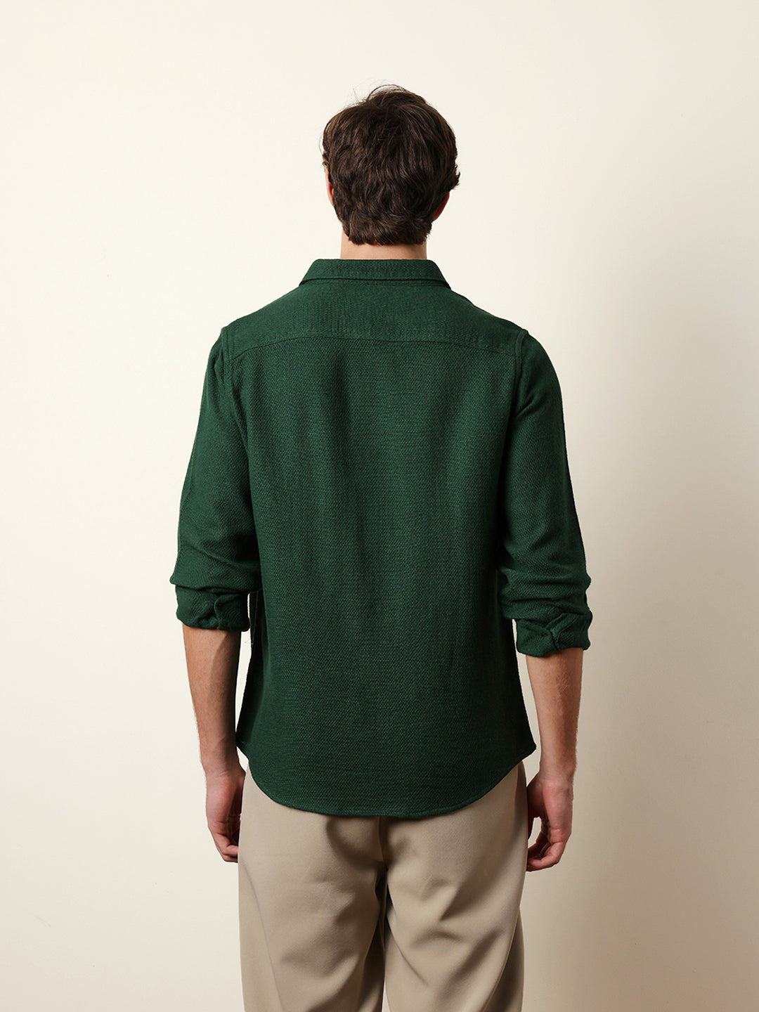 Men Solid Casual Full-Sleeve Shirt