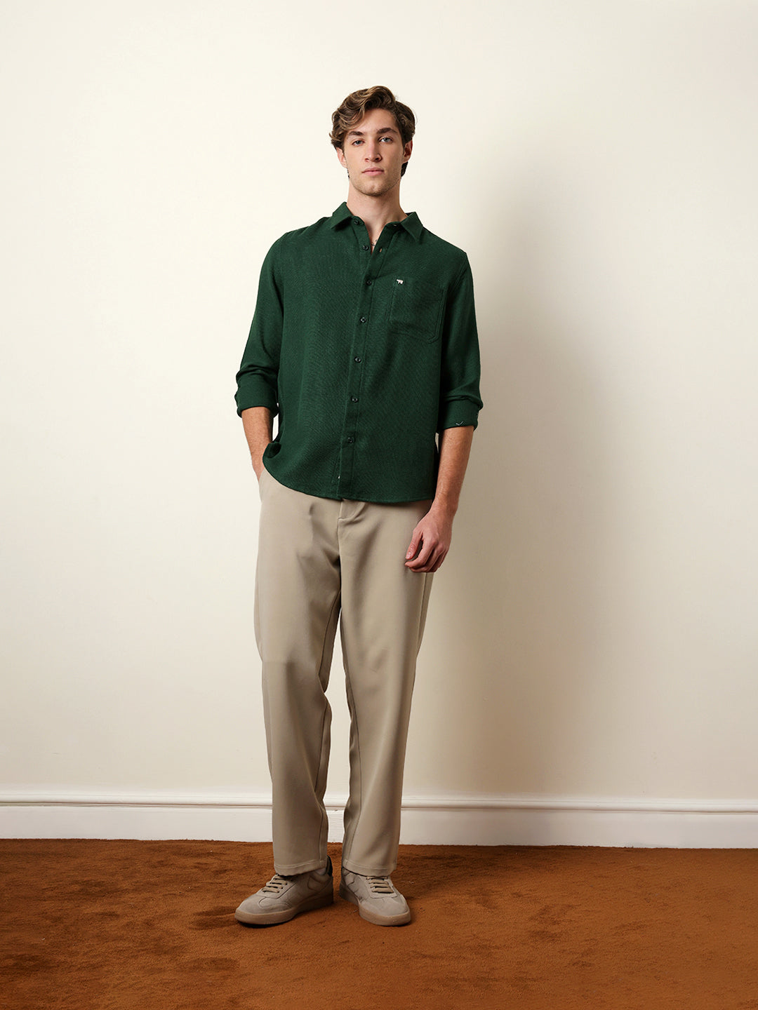 Men Solid Casual Full-Sleeve Shirt