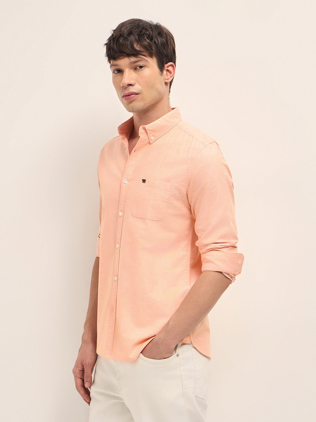 Men Cotton Solid Casual Shirt