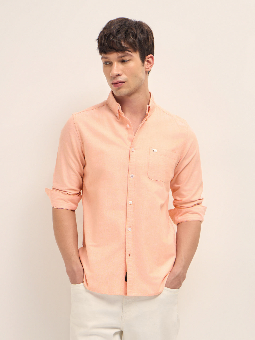 Men Cotton Solid Casual Shirt