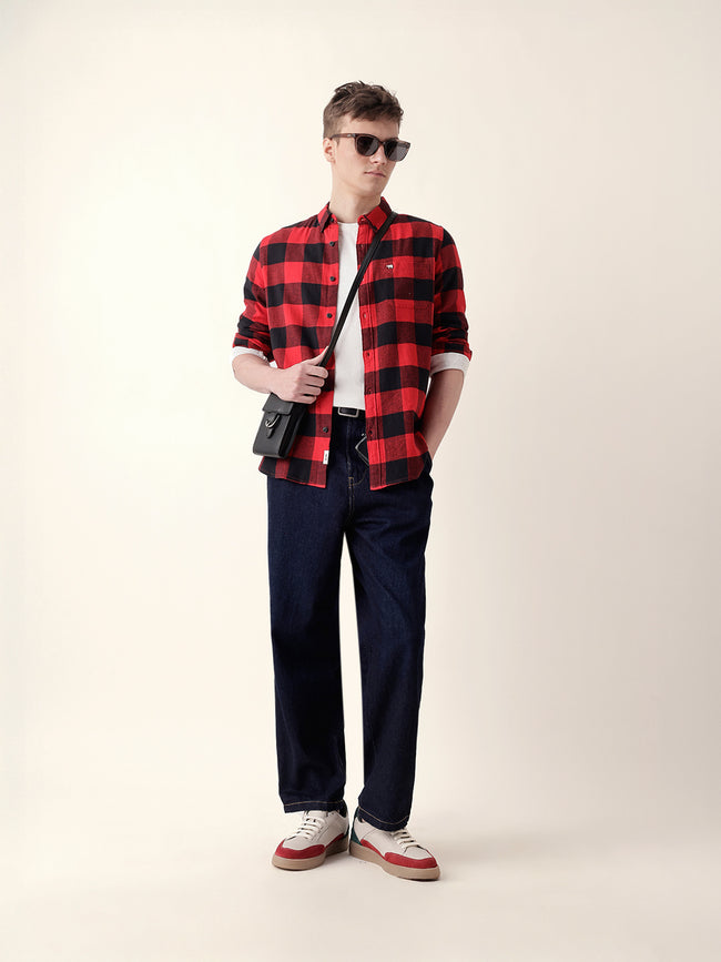 Men Casual Plaid Flannel Shirt