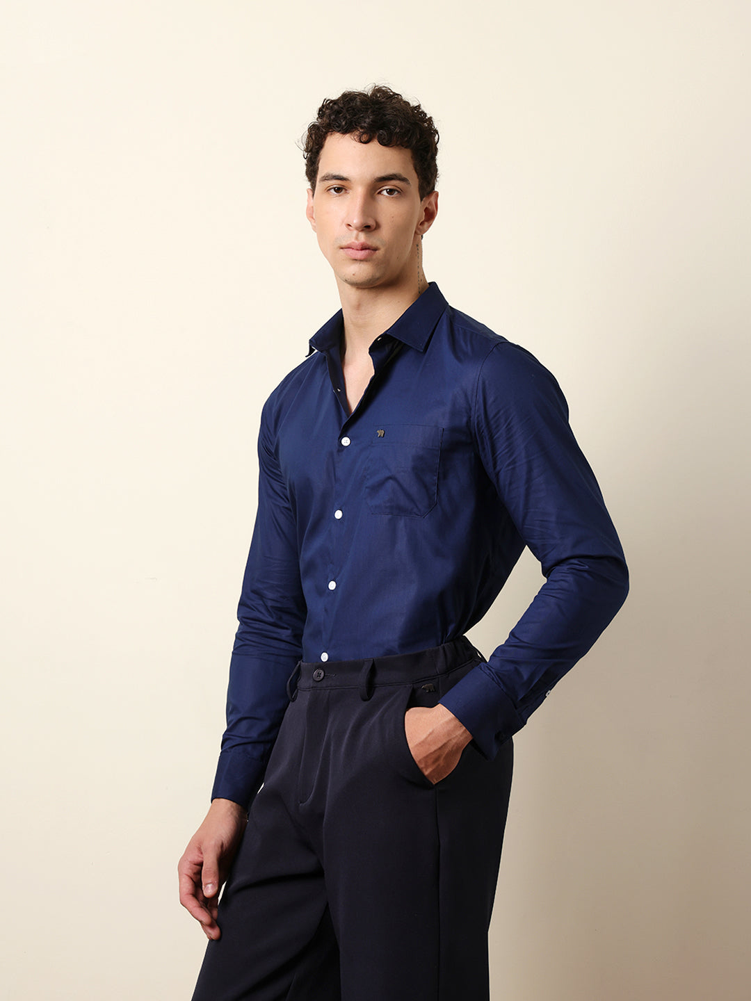 Men Solid Casual Full-Sleeve Shirt