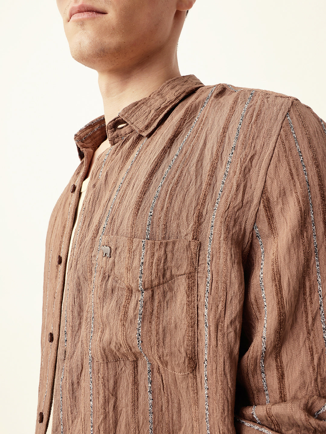 Men Casual Textured Stripe Shirt