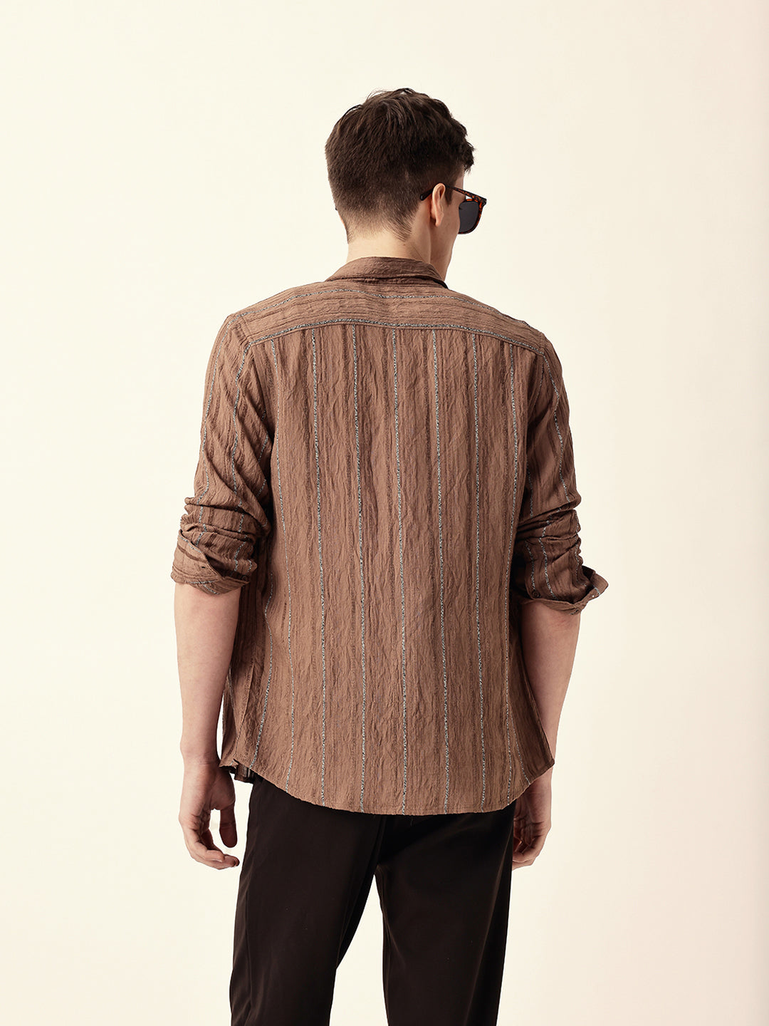 Men Casual Textured Stripe Shirt