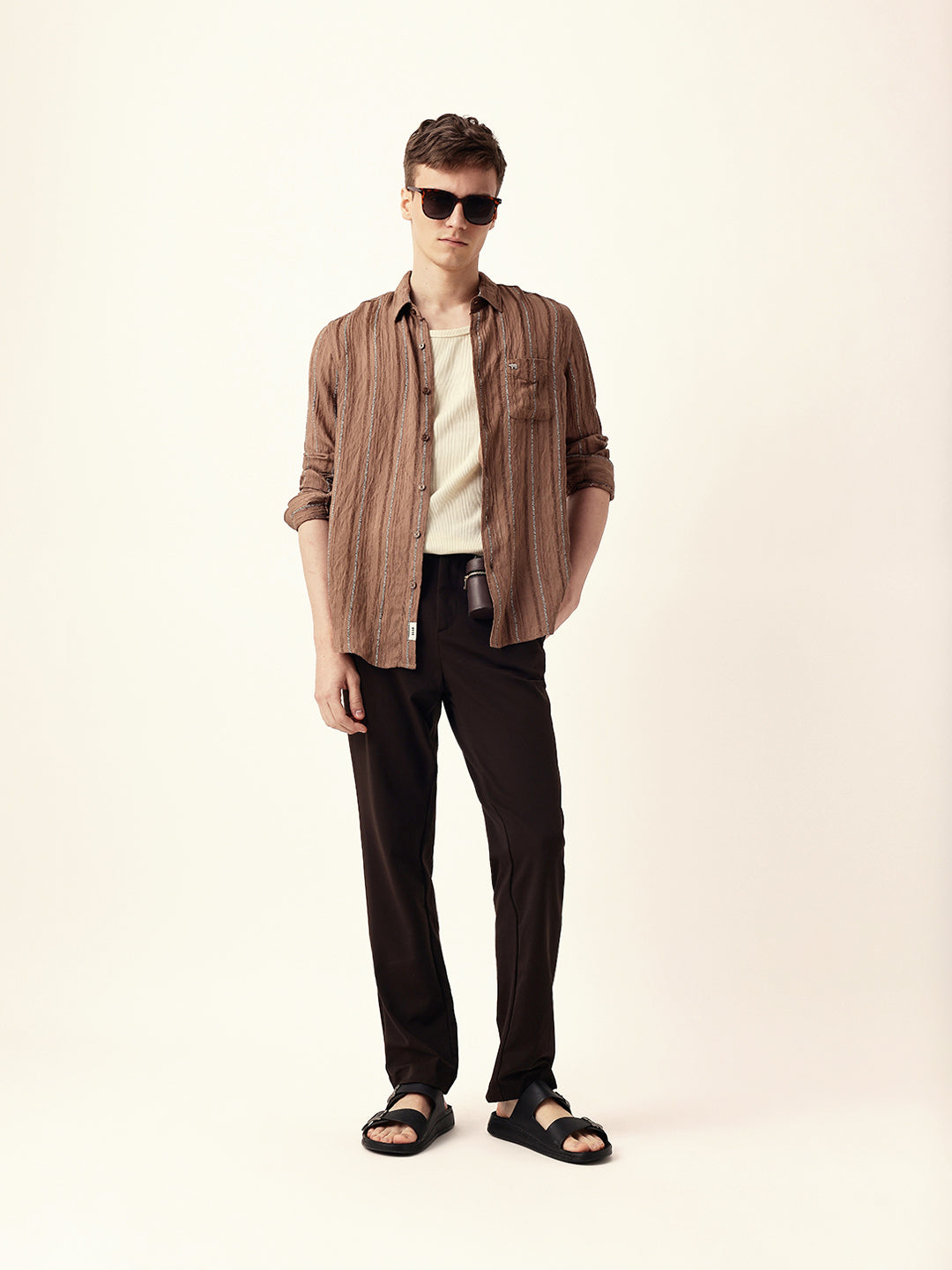Men Casual Textured Stripe Shirt