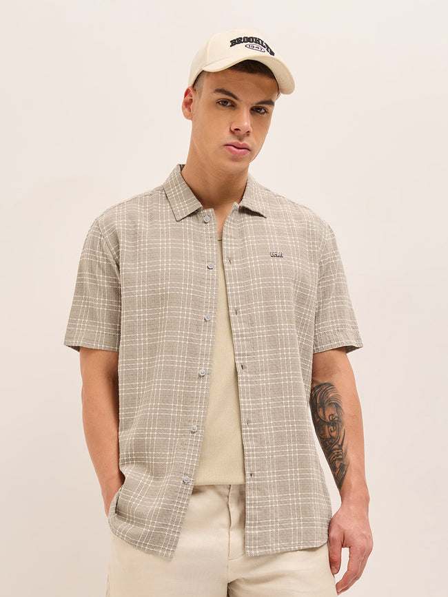 Men Beige Cotton Shirt