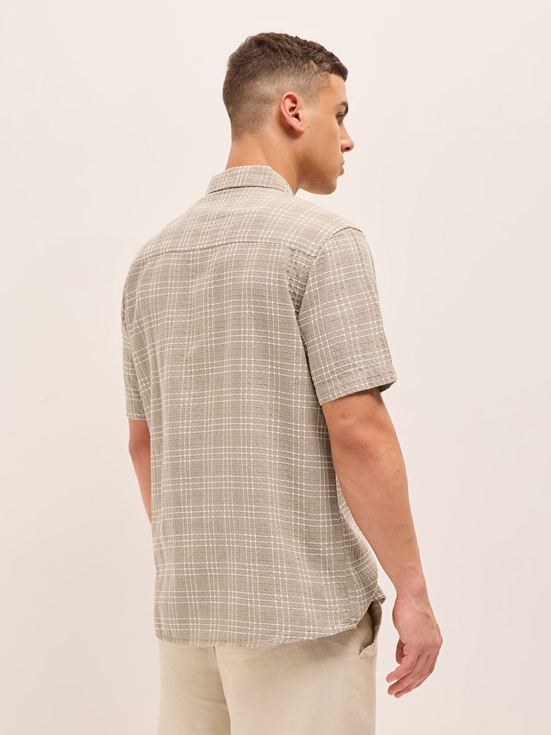 Men Beige Cotton Shirt