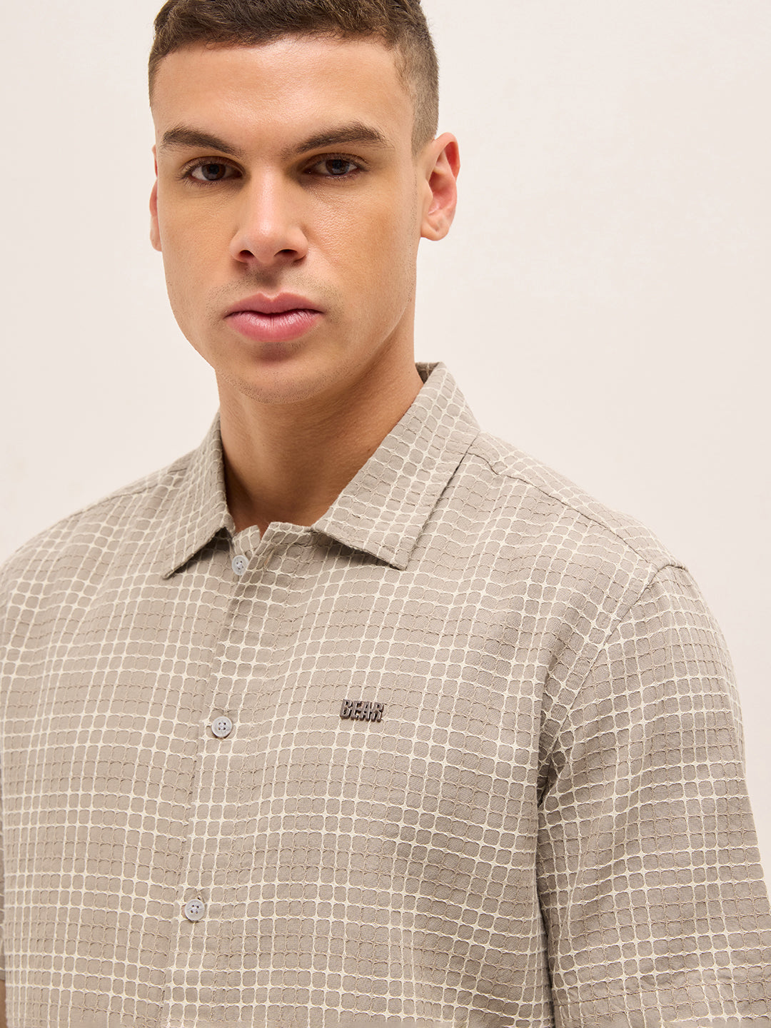 Men Beige Cotton Shirt