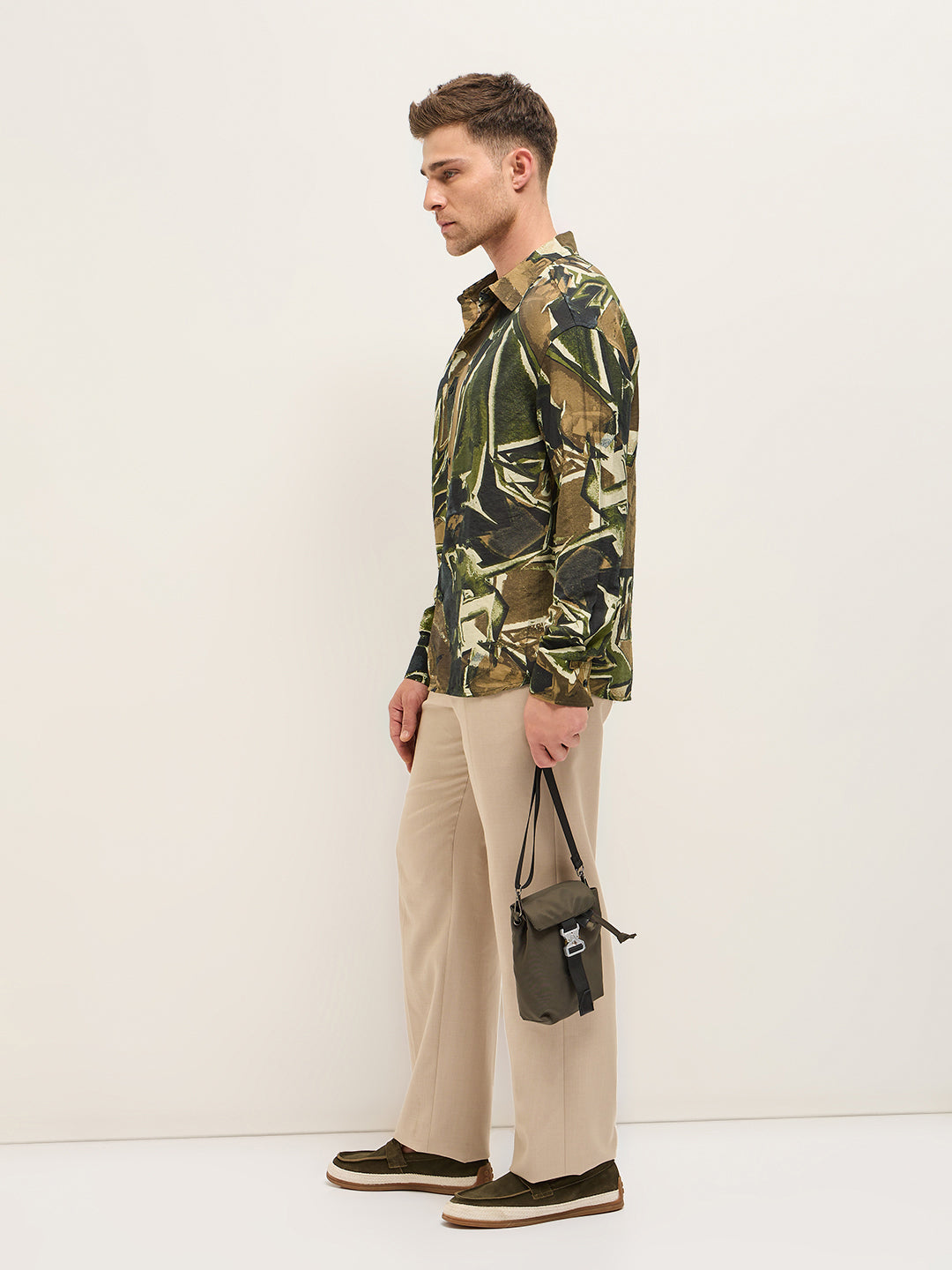 Men Multi-Color abstract foliage-inspired Print Relax Fit Overshirt