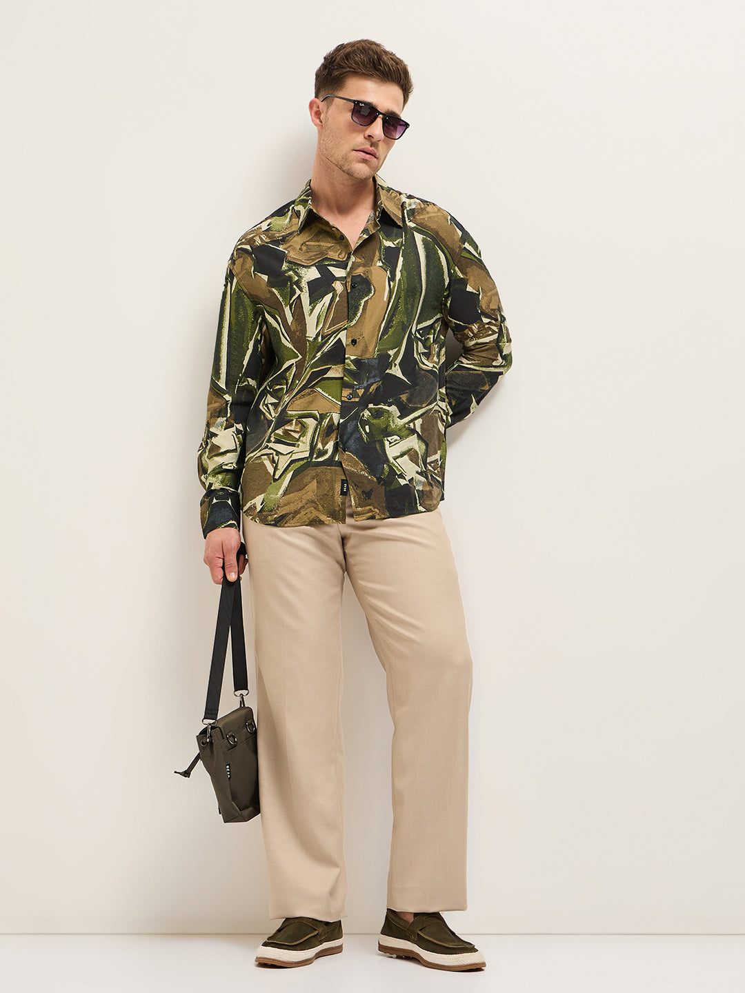 Men Multi-Color abstract foliage-inspired Print Relax Fit Overshirt