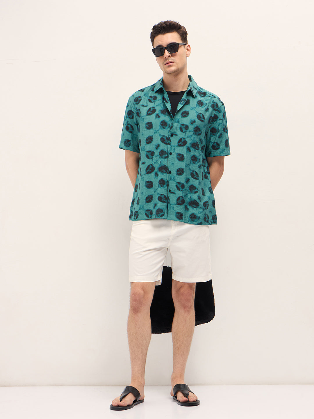 Men Blue Digital Print Relax Fit Casual Shirt