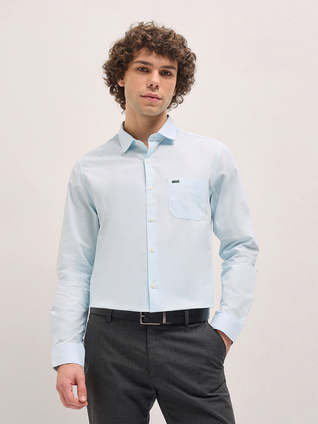 Men Shirt Ice Blue Tailored Fit Cotton Formal Shirt