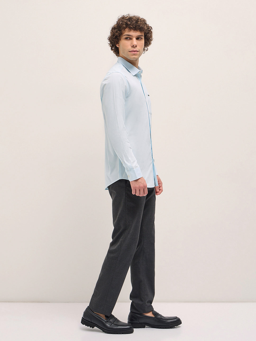 Men Shirt Ice Blue Tailored Fit Cotton Formal Shirt
