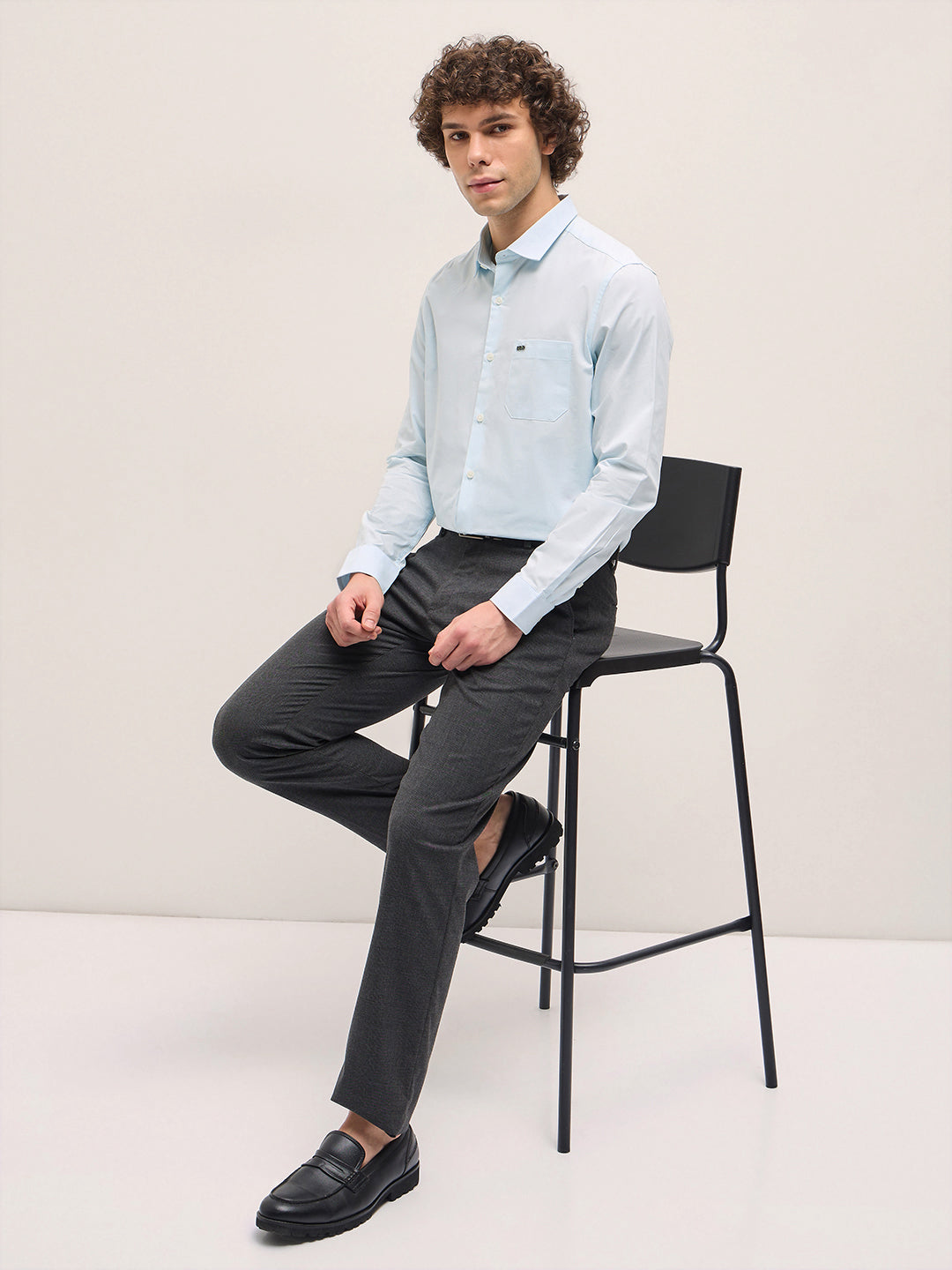 Men Shirt Ice Blue Tailored Fit Cotton Formal Shirt