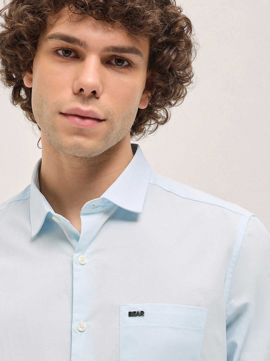 Men Shirt Ice Blue Tailored Fit Cotton Formal Shirt