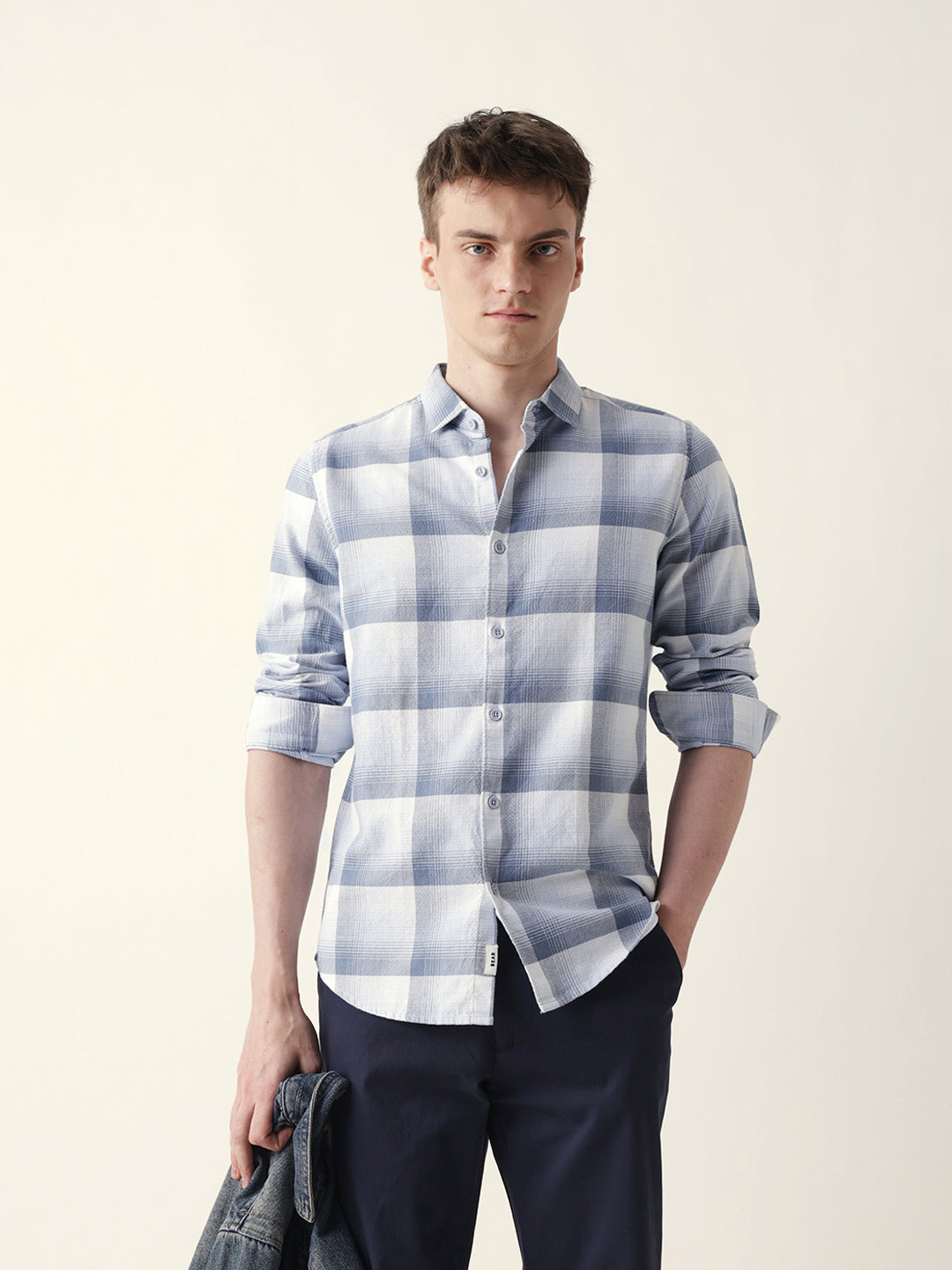 Men Casual Plaid Button-Down Shirt